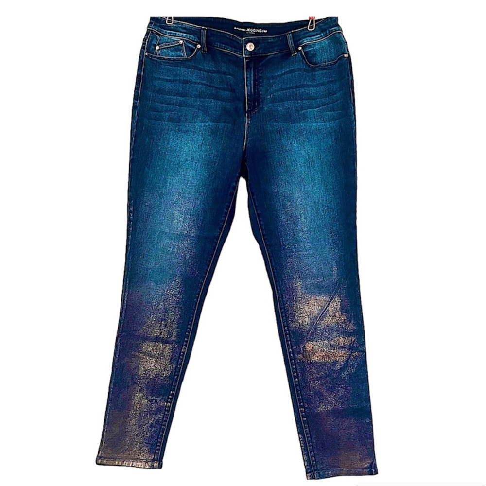 Chico’s The platinum Jegging Jeans Pants Skinny Shimmer Legs Size 2.5/ 14R